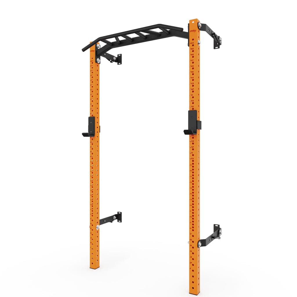 PRx Profile PRO folding squat rack with pull-up bar and wall-mount brackets