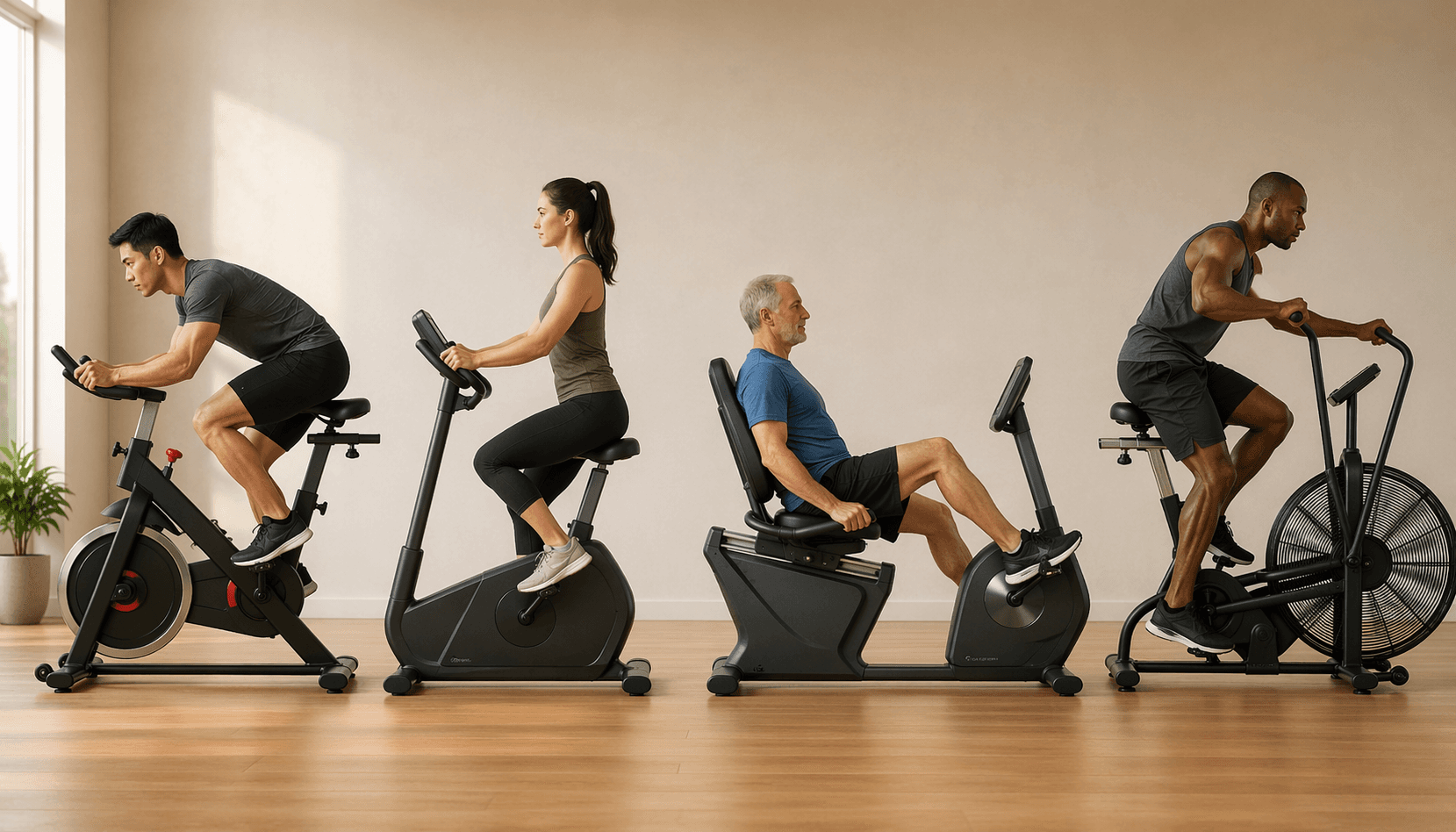 Comparison of riding postures on spin, upright, recumbent, and air bikes