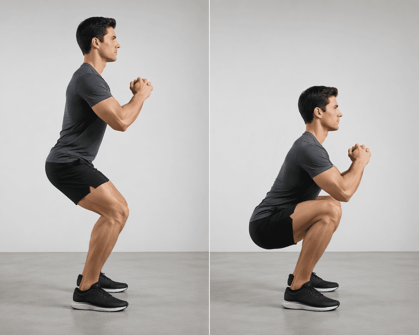 Comparison of a shallow partial squat and a full deep squat