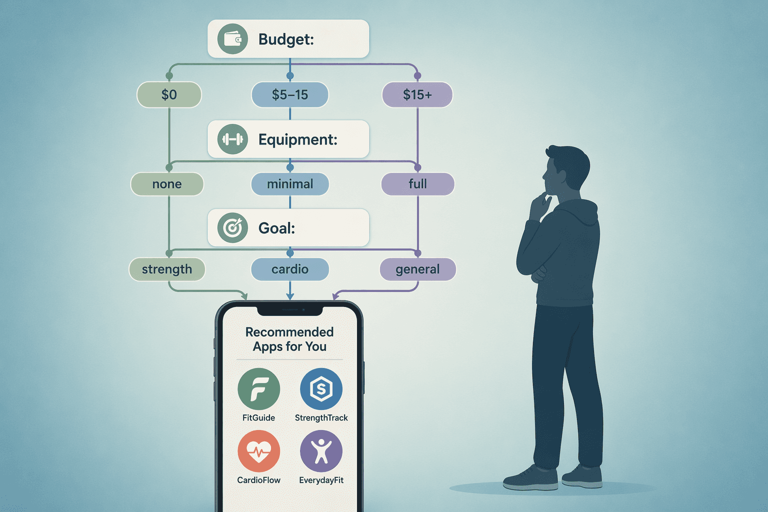 Which Workout App Should a Beginner Actually Pick? A Decision Framework Based on Budget, Equipment, Goal, and Accountability Style