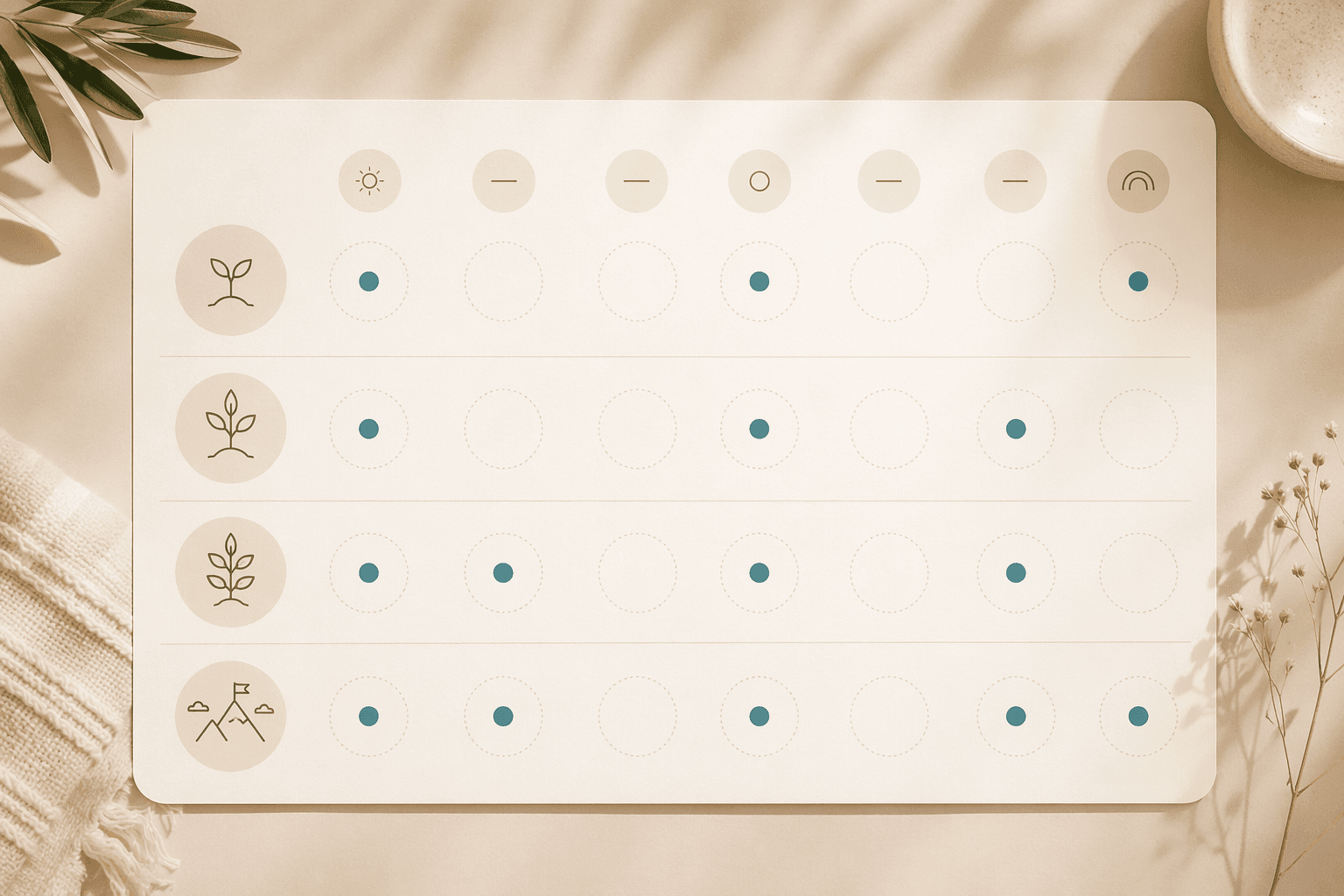 A four-week calendar showing a gradual workout schedule with 3-4 workout days per week.