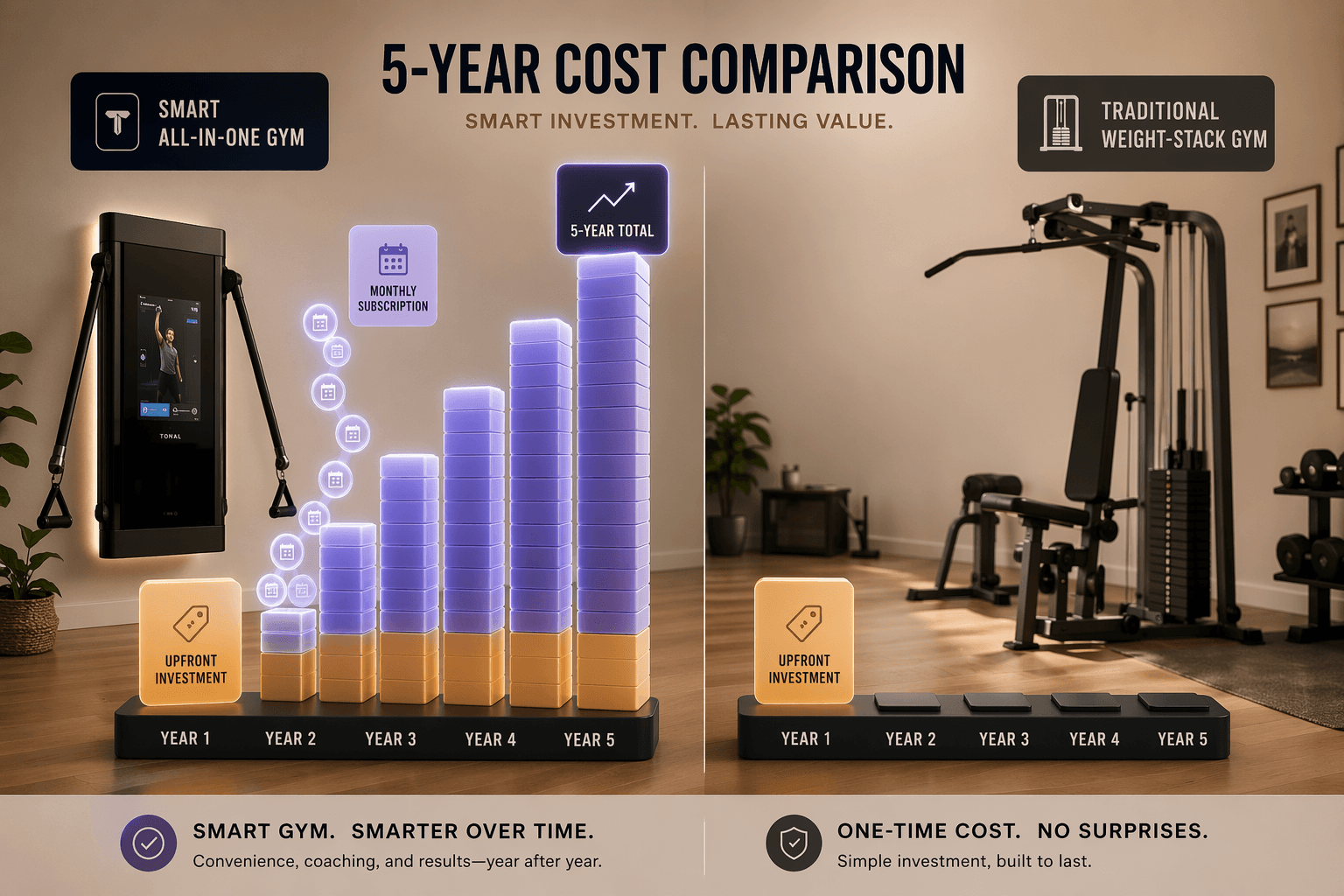 Smart vs Traditional All-in-One Home Gyms: Is the Subscription Worth It Over 5 Years?