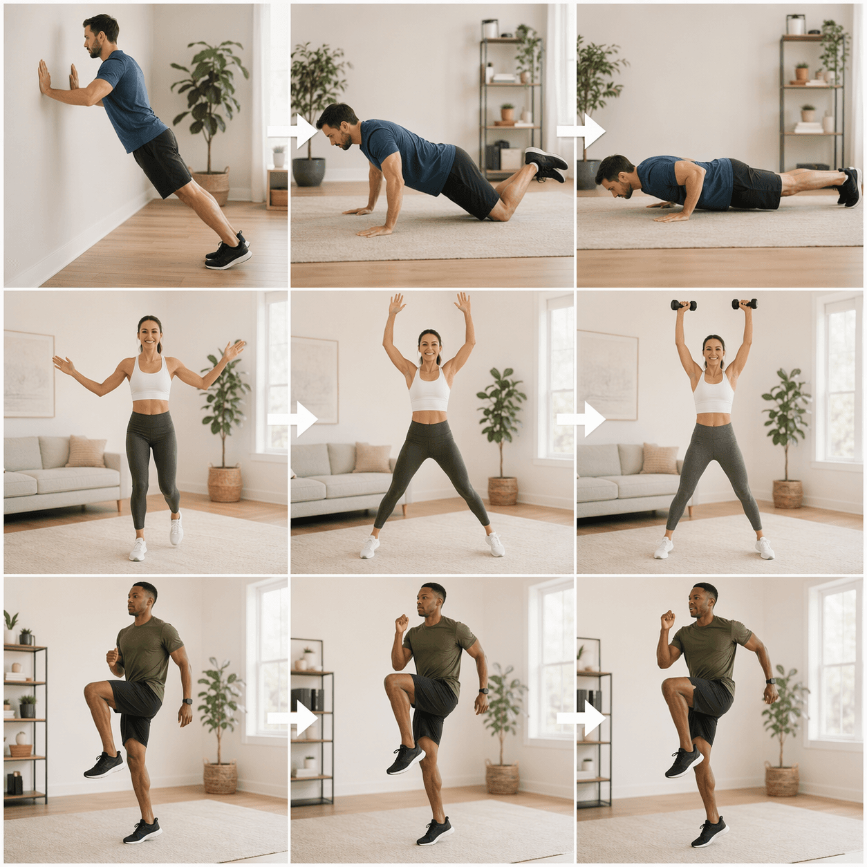 Exercise progressions in a modern home training setting