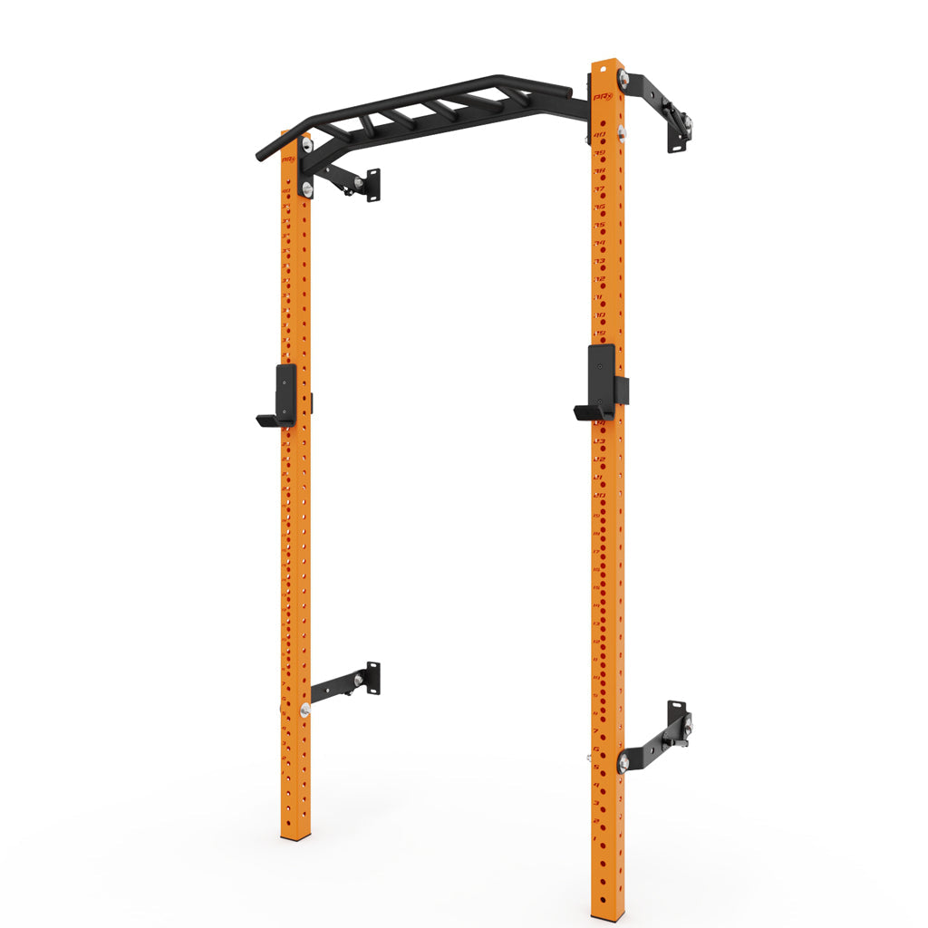 PRx Profile PRO folding squat rack with pull-up bar and wall-mount brackets
