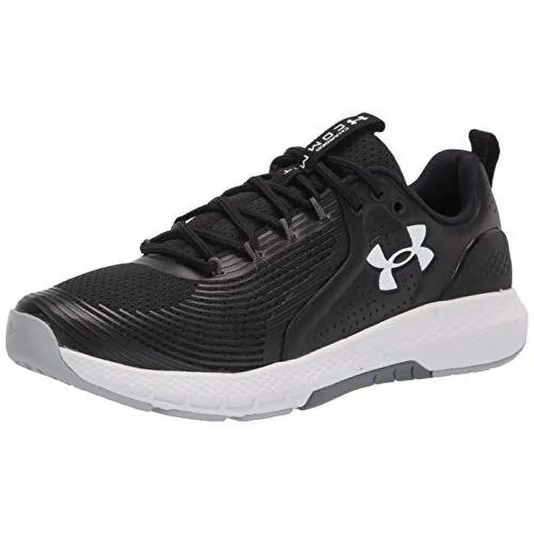 Black Under Armour Charged Commit 3 training shoe with a full rubber outsole