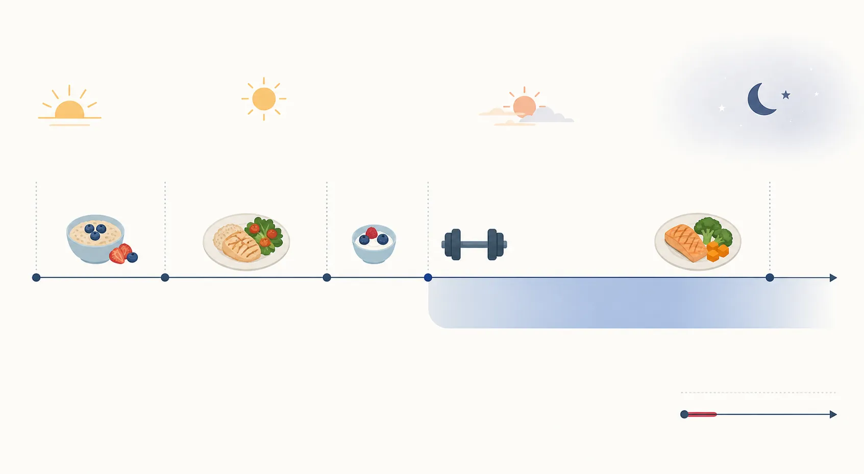 Timeline graphic showing a long post-exercise protein sensitivity window beyond 30 minutes