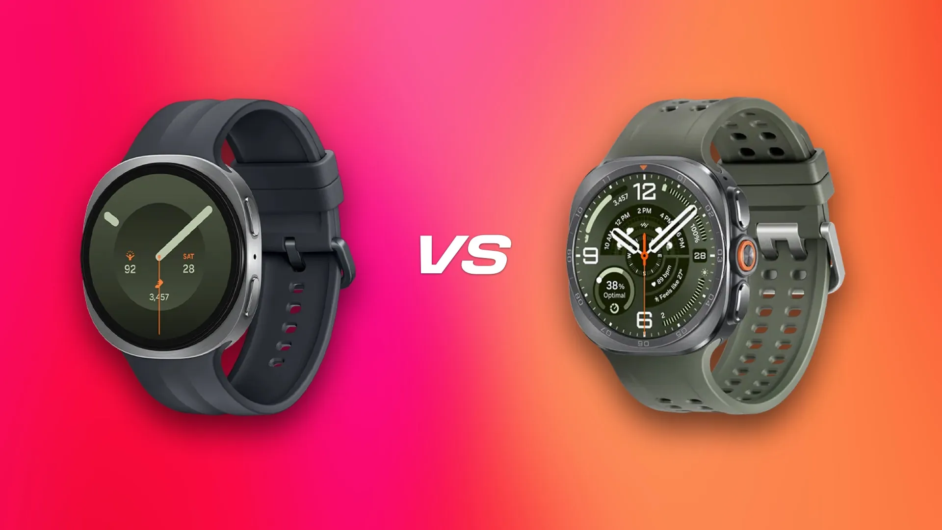 Samsung Galaxy Watch 9 beside the bulkier Galaxy Watch Ultra 2