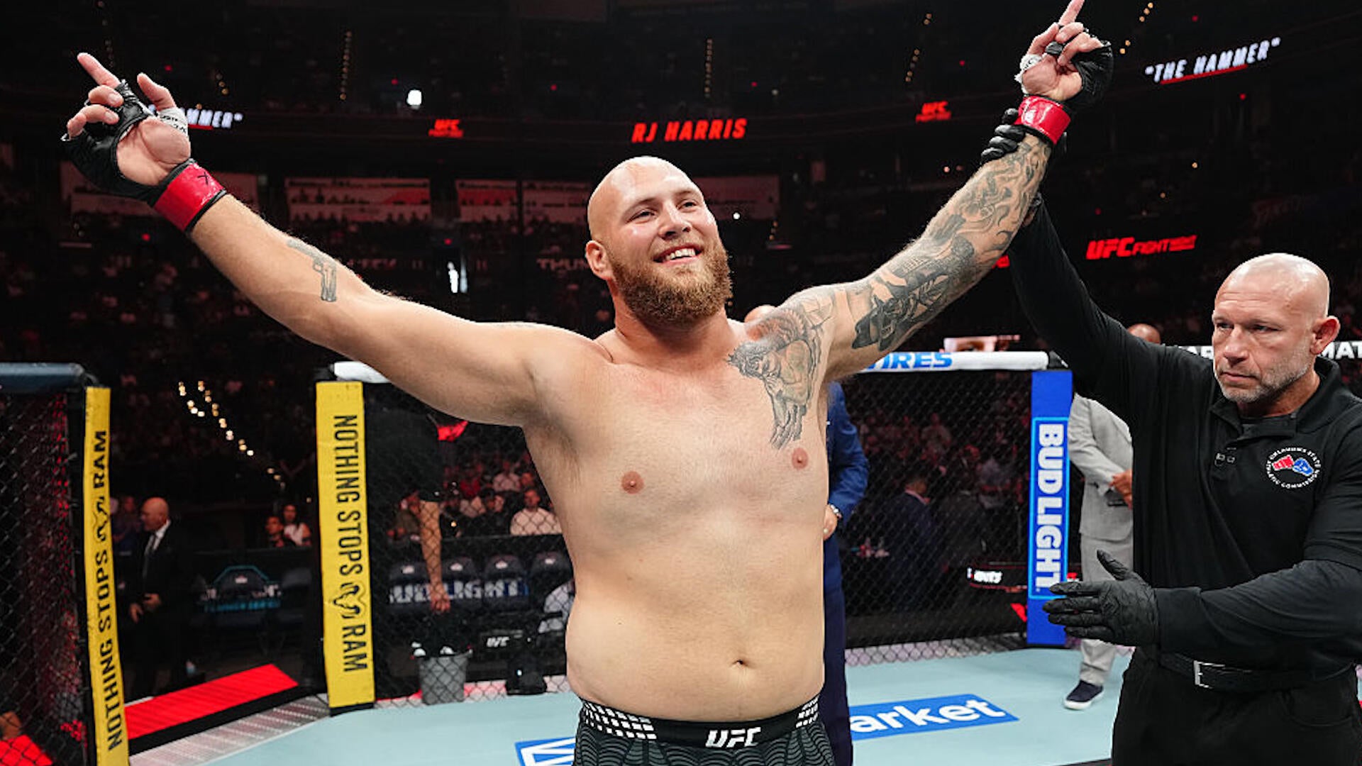 RJ Harris throwing a strike during his UFC debut against Alvin Hines