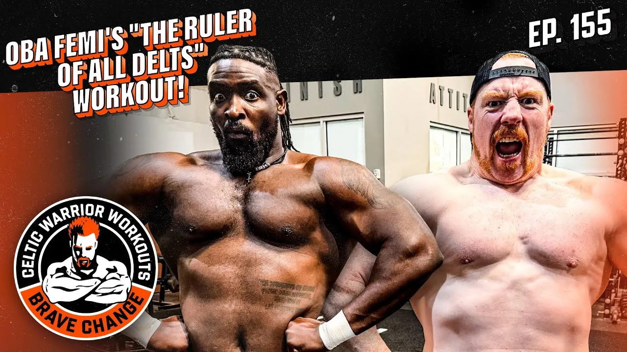Oba Femi and Sheamus training in a gym during a Celtic Warrior Workouts episode