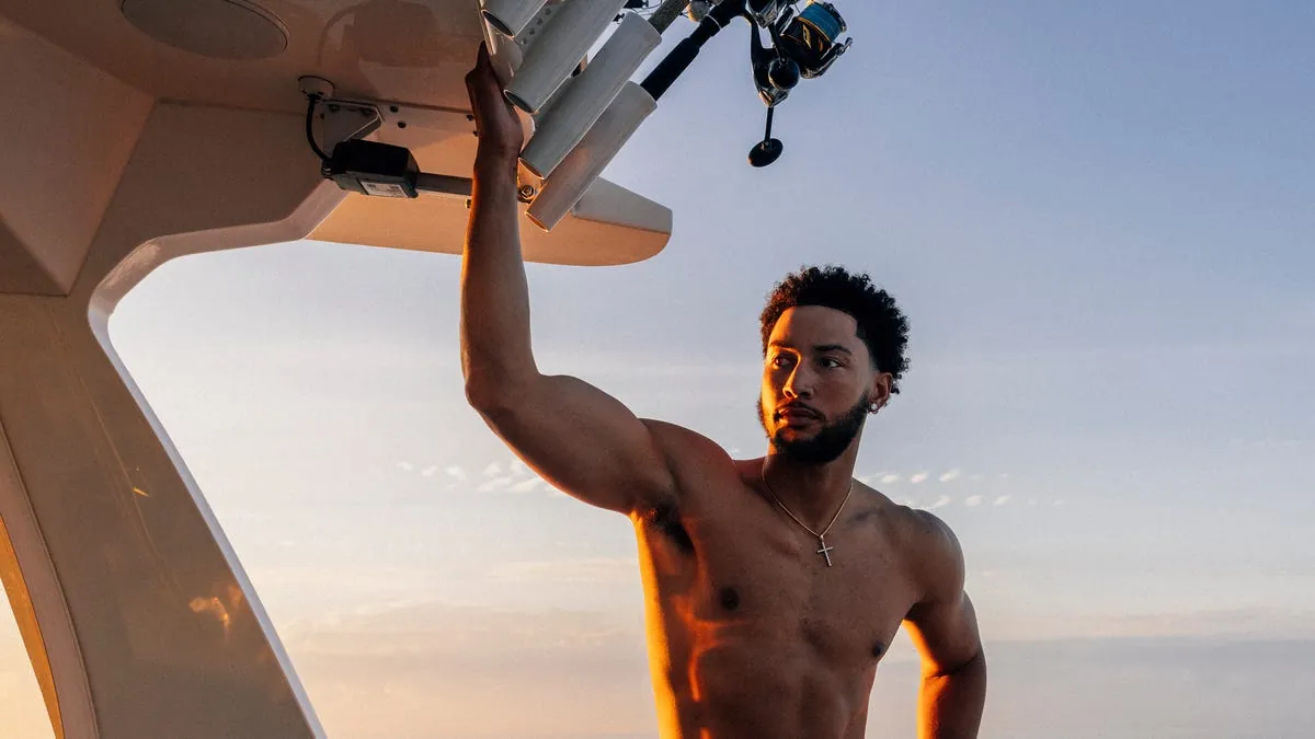 Ben Simmons in a black training shirt during a gym workout for his June 2026 comeback interview