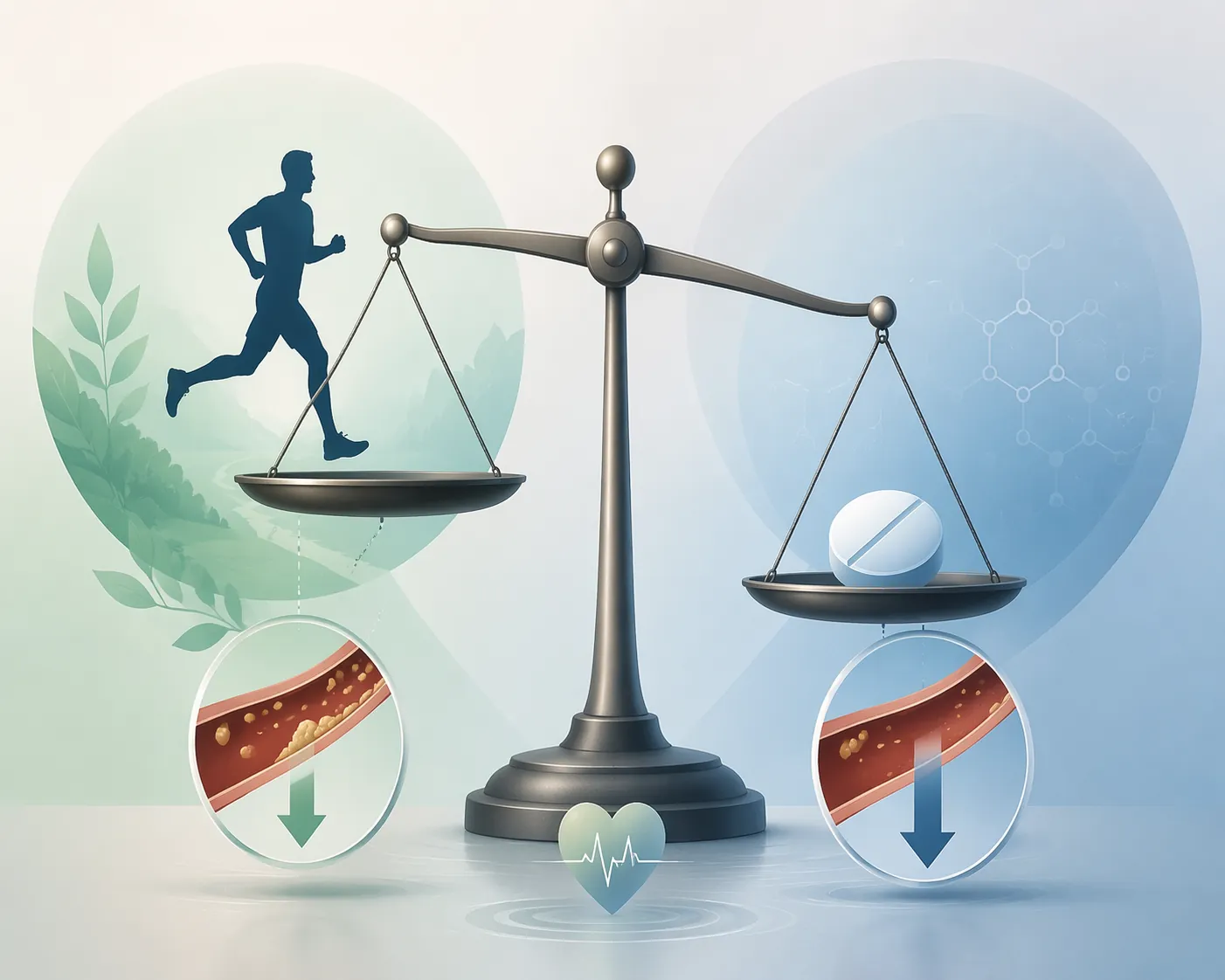 Balanced comparison of modest exercise-based LDL reduction and larger statin-based LDL reduction