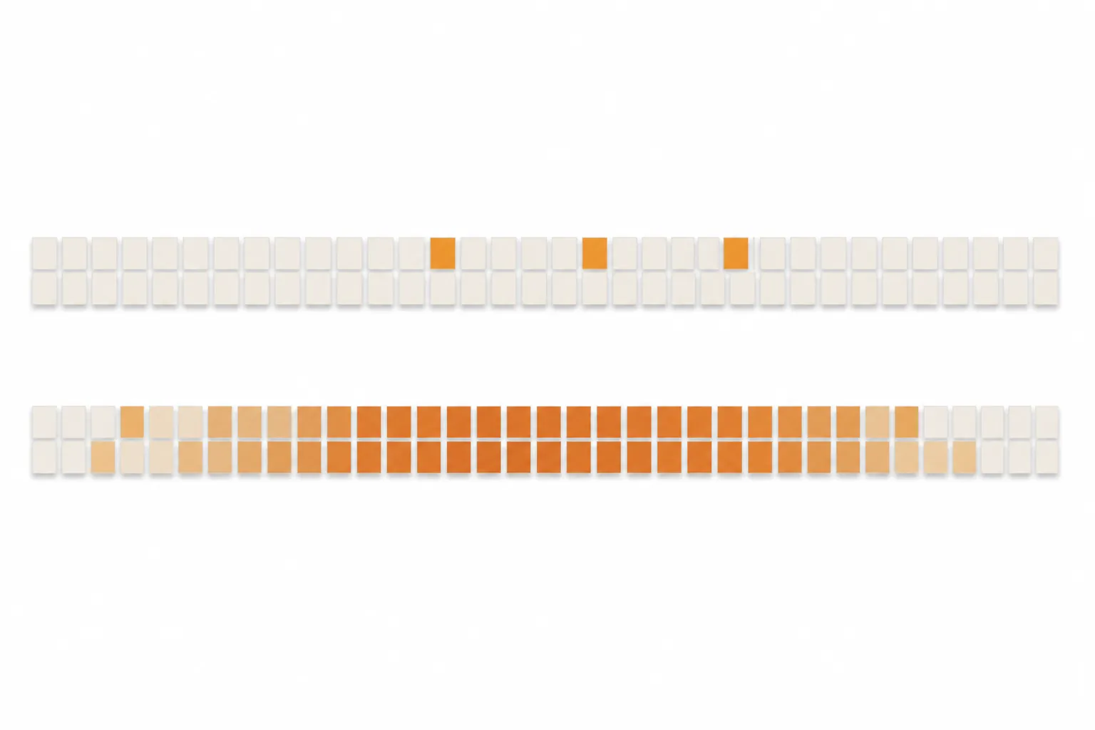 Two rows of tiles contrasting a calm smoke season with a heavy smoke season