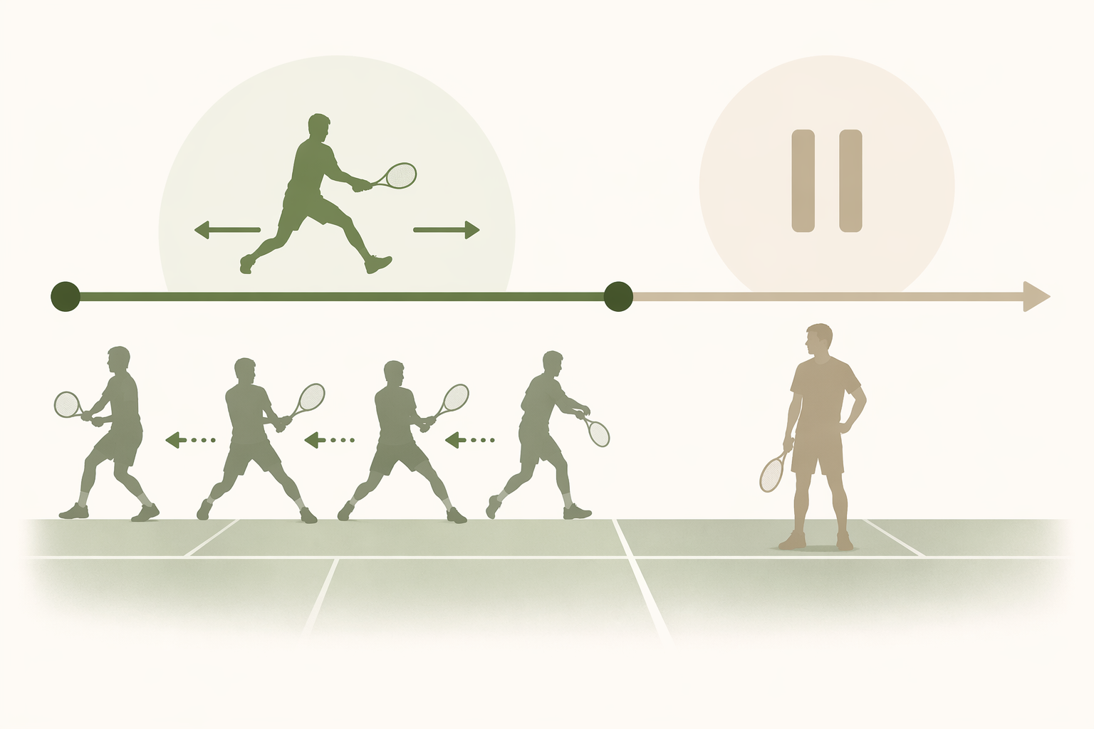Timeline showing a short lateral work interval followed by a longer rest interval