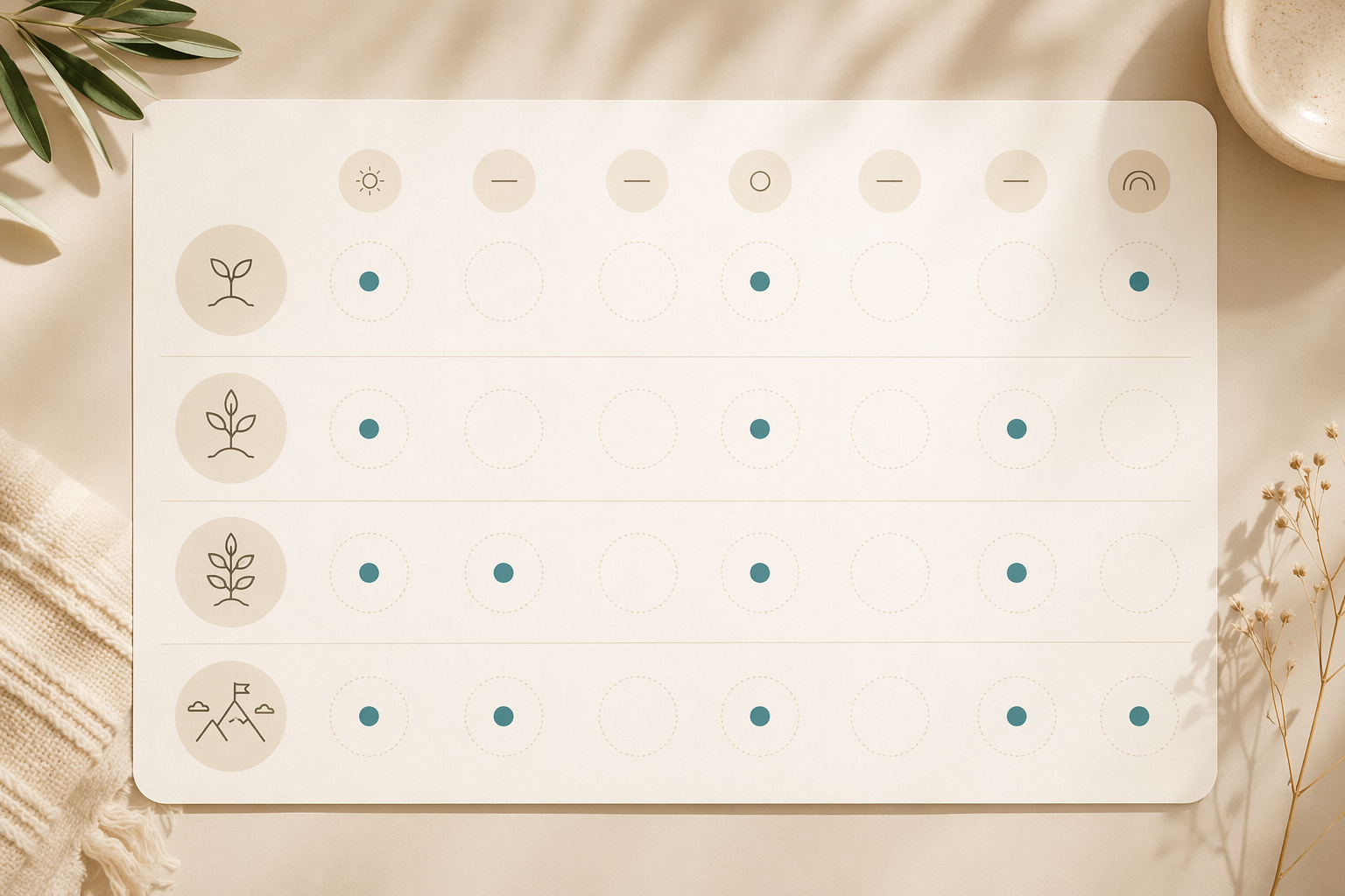 A four-week calendar showing a gradual workout schedule with 3-4 workout days per week.