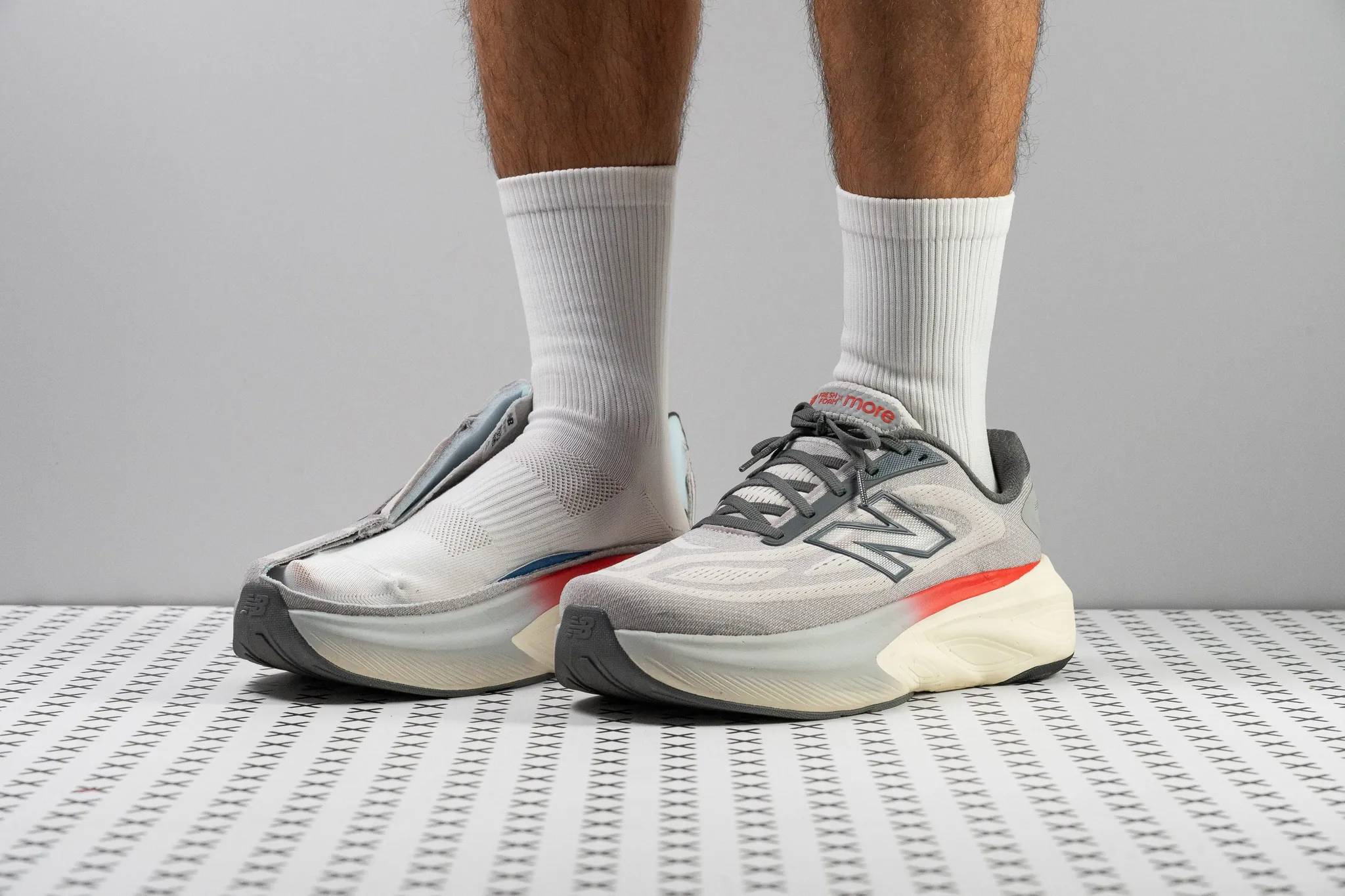 New Balance Fresh Foam X More v6 maximal-cushion trainer with very tall wide foam midsole