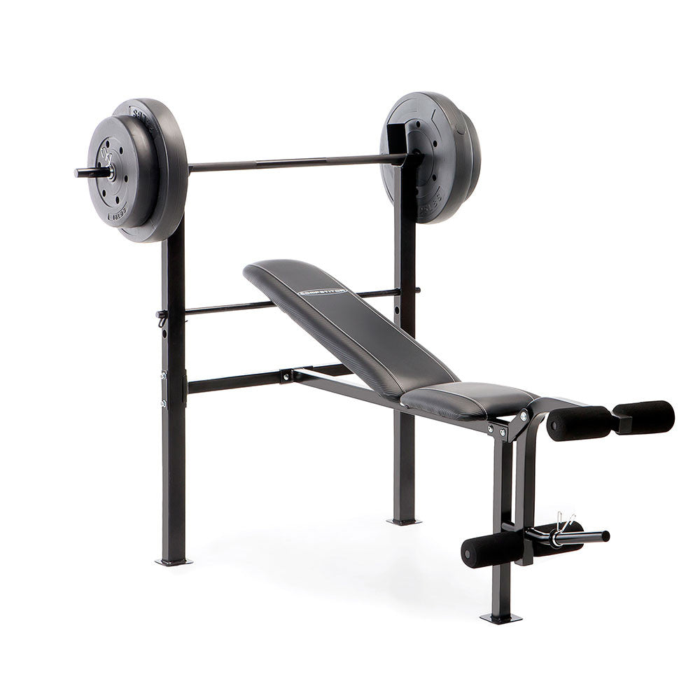 Marcy CB-20111 adjustable bench with included 80 pound standard-plate weight set