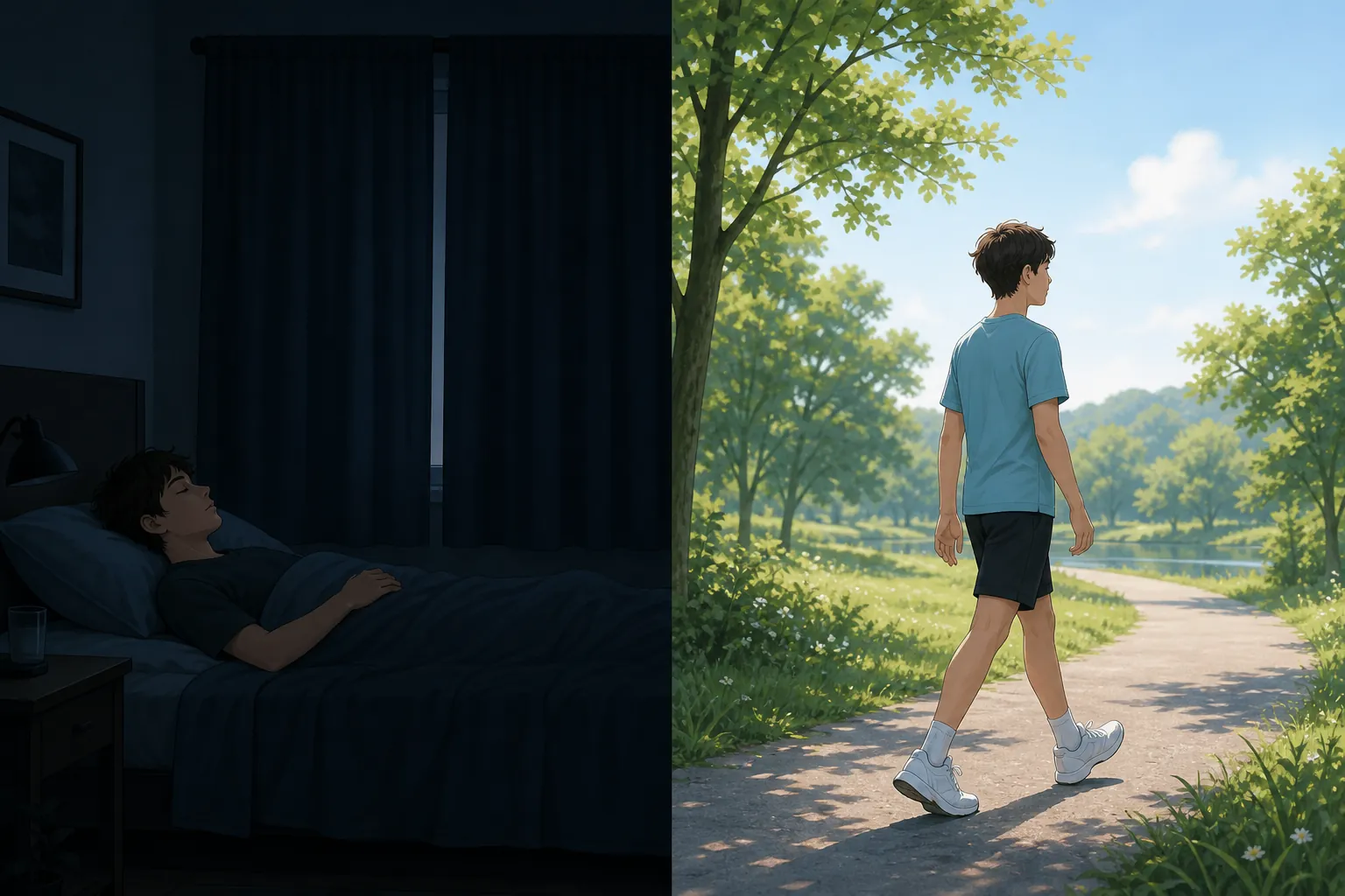 Contrast between dark-room concussion rest and light outdoor walking during recovery