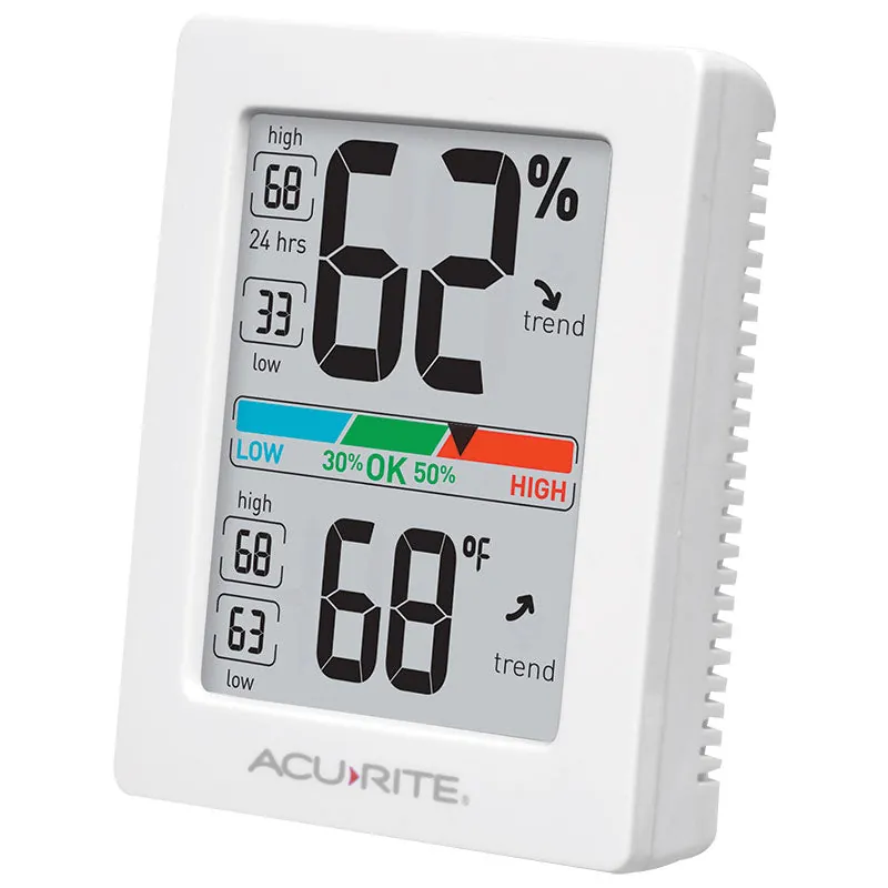 Compact digital indoor temperature and humidity monitor