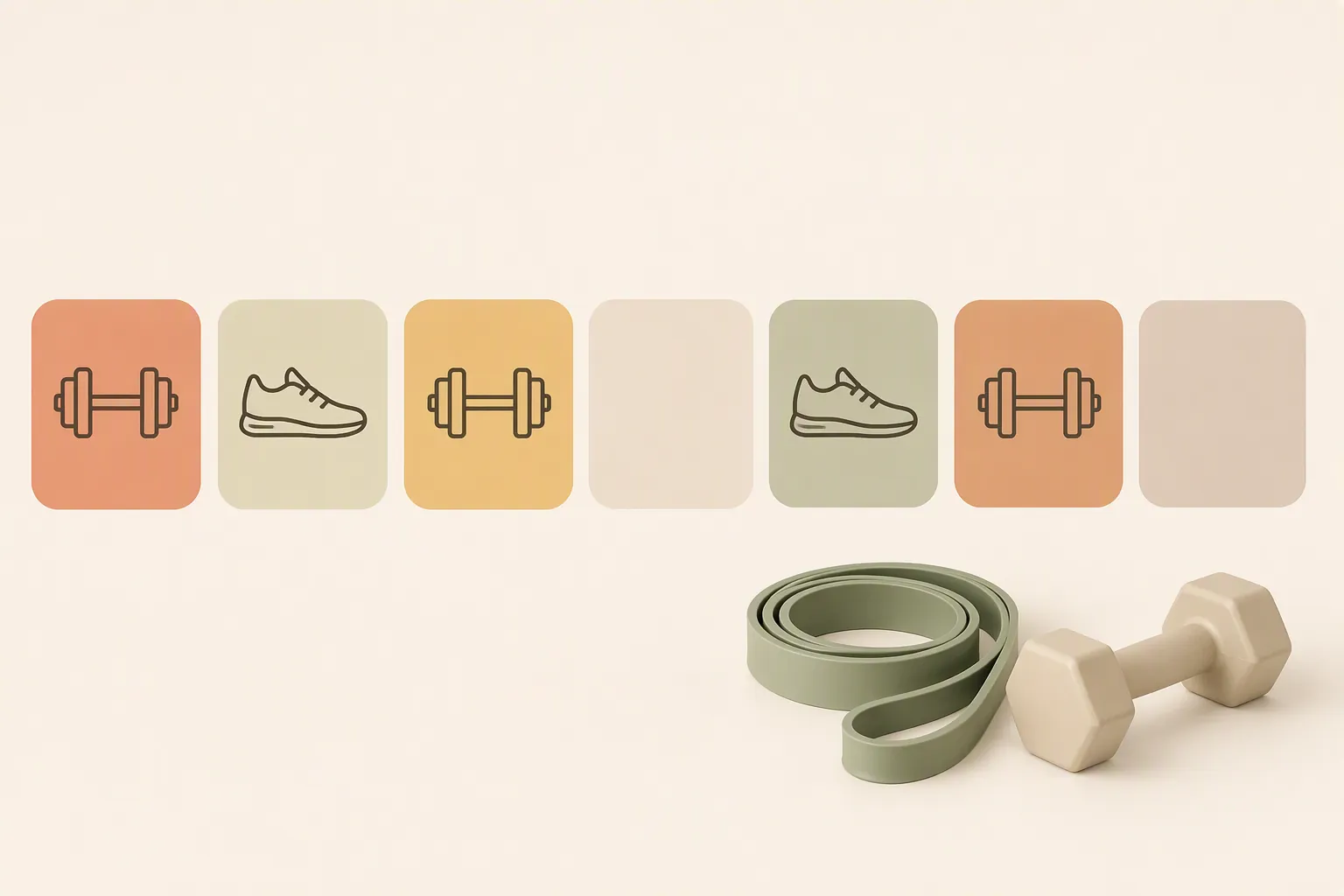 Seven-day weekly rhythm with resistance days, aerobic movement days, and rest or mobility days