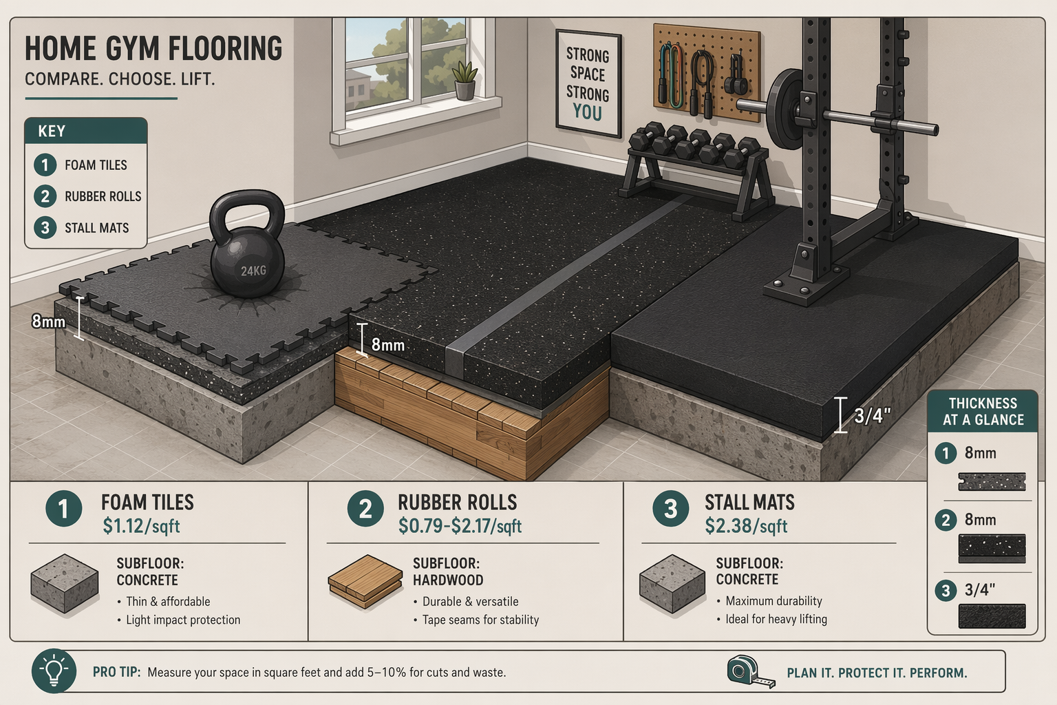 Home Gym Flooring on a Budget: Best Options Under $3 per Square Foot