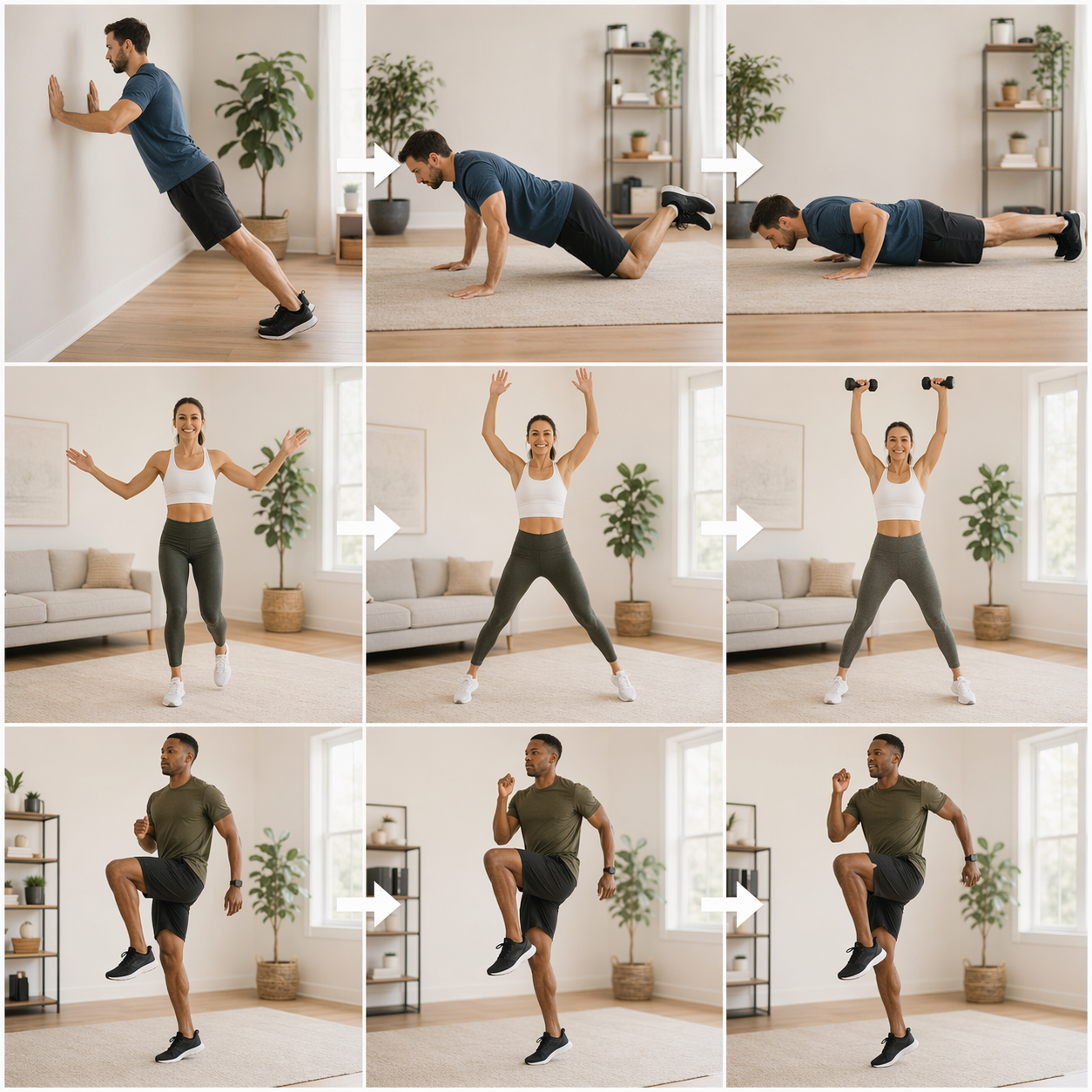 Exercise progressions in a modern home training setting