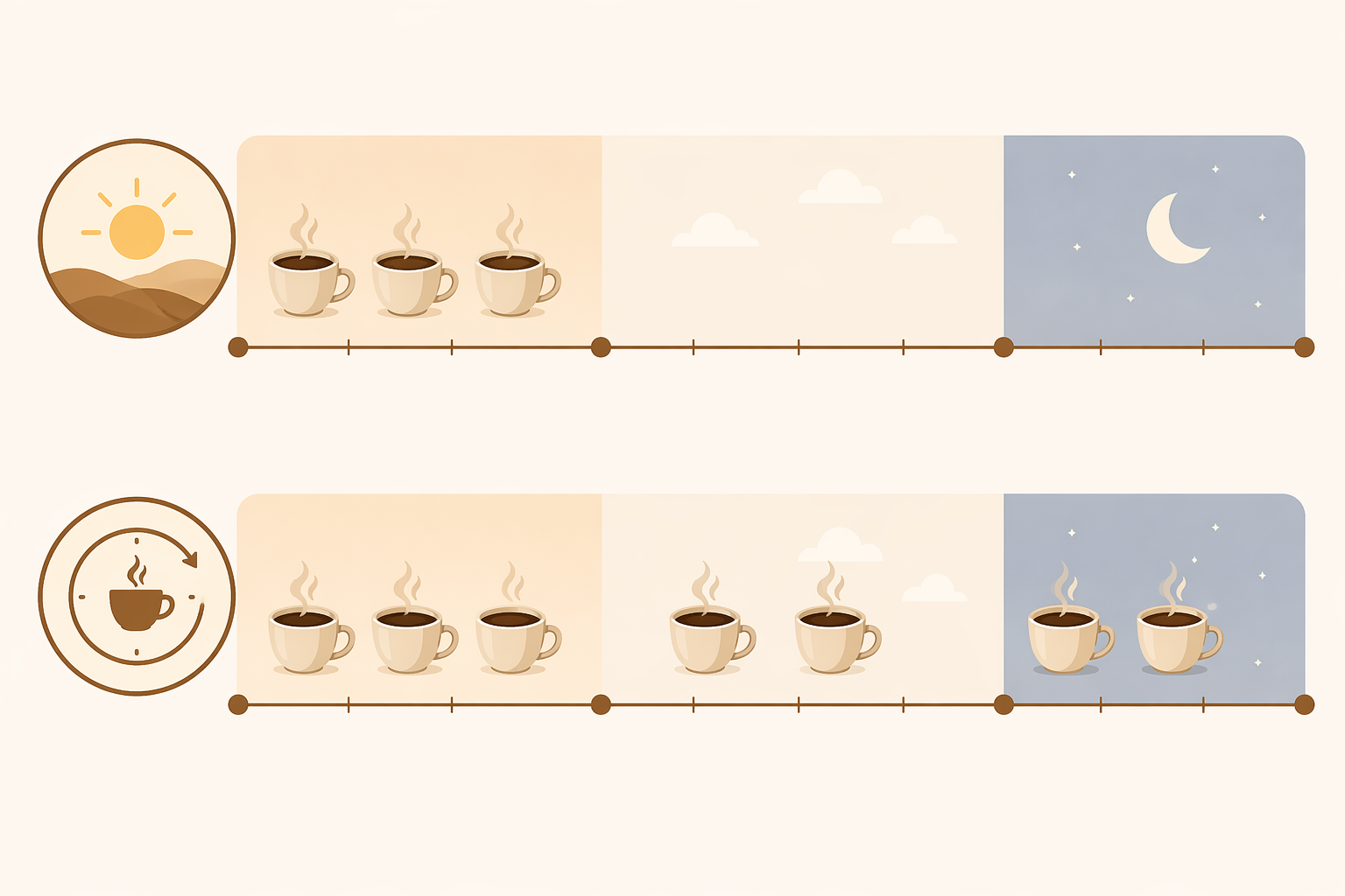 Infographic showing morning-only coffee compared with coffee spread across morning, afternoon, and evening