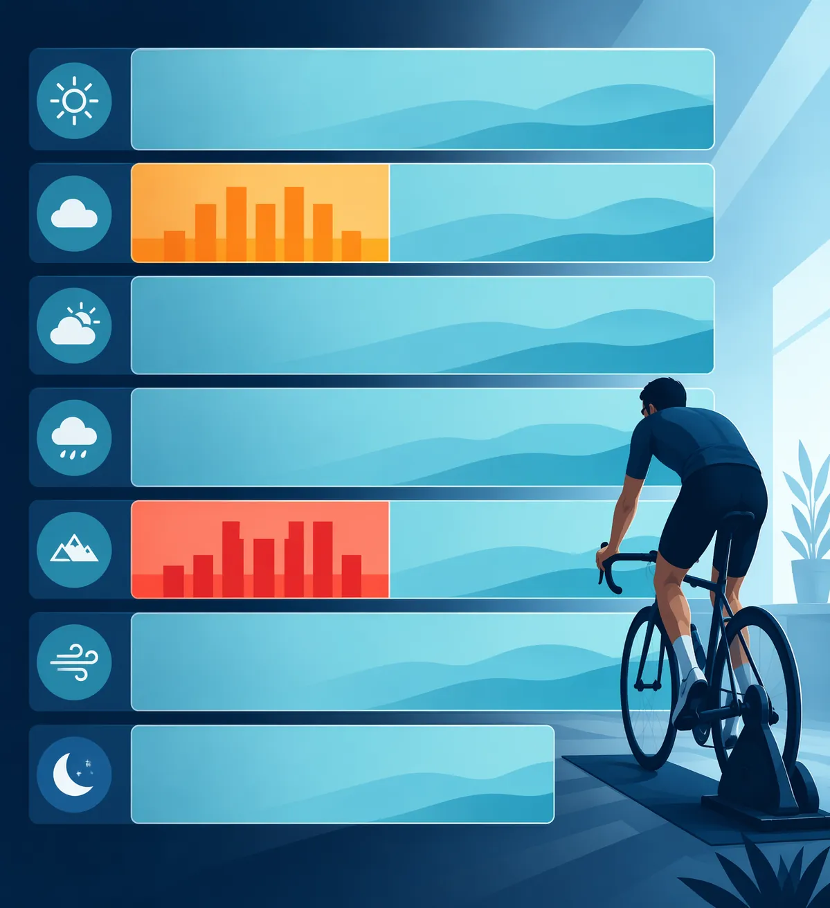 Abstract weekly training schedule with mostly Zone 2 and a smaller amount of intensity