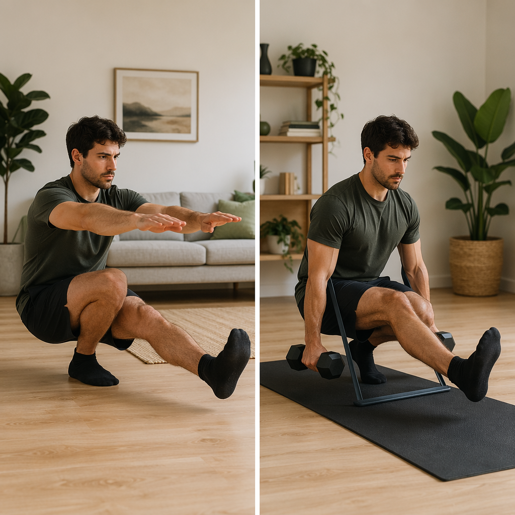 Comparison of a pistol squat progression and a dumbbell-and-band progression path