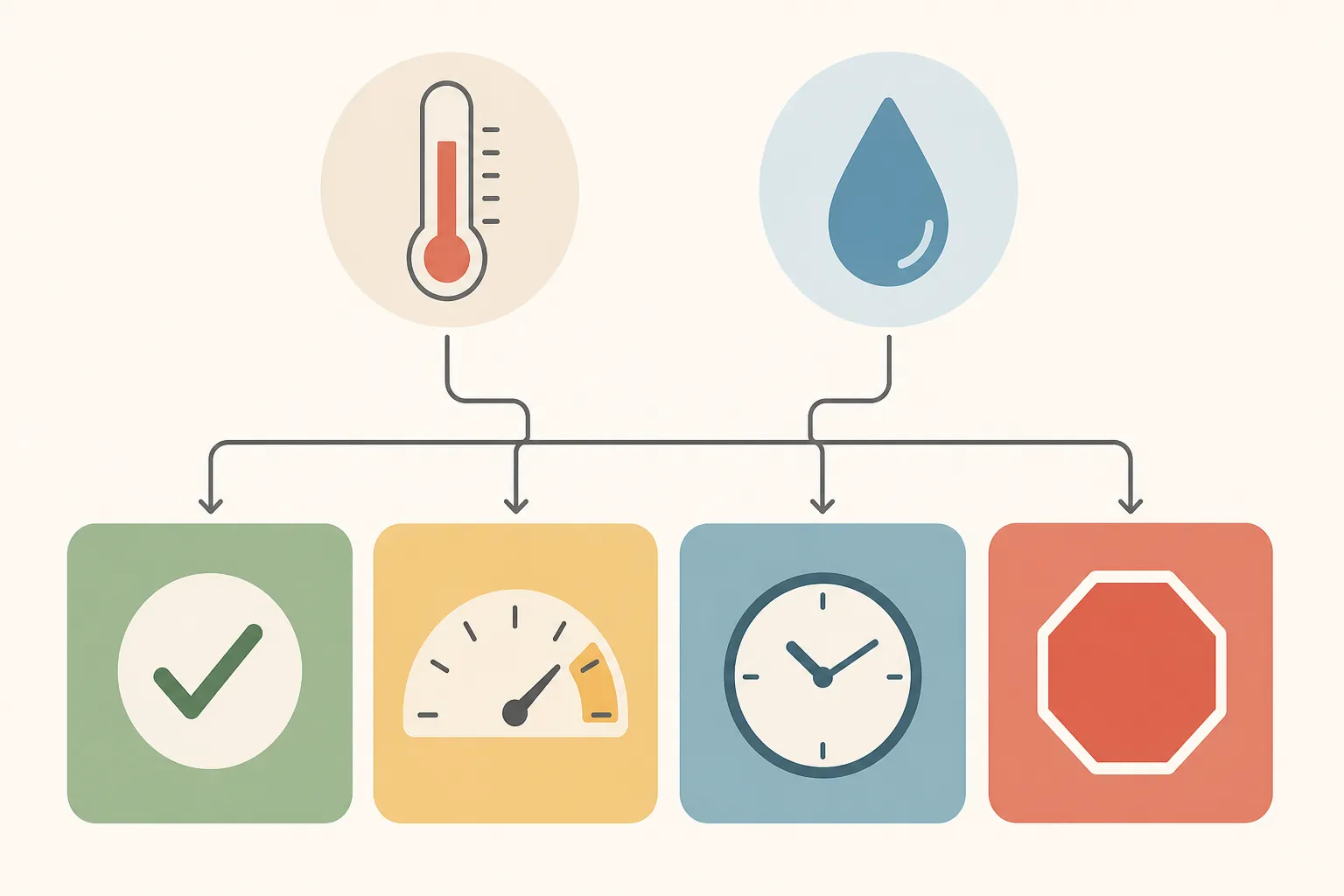 Illustration of a home workout safety decision flow using temperature and humidity inputs