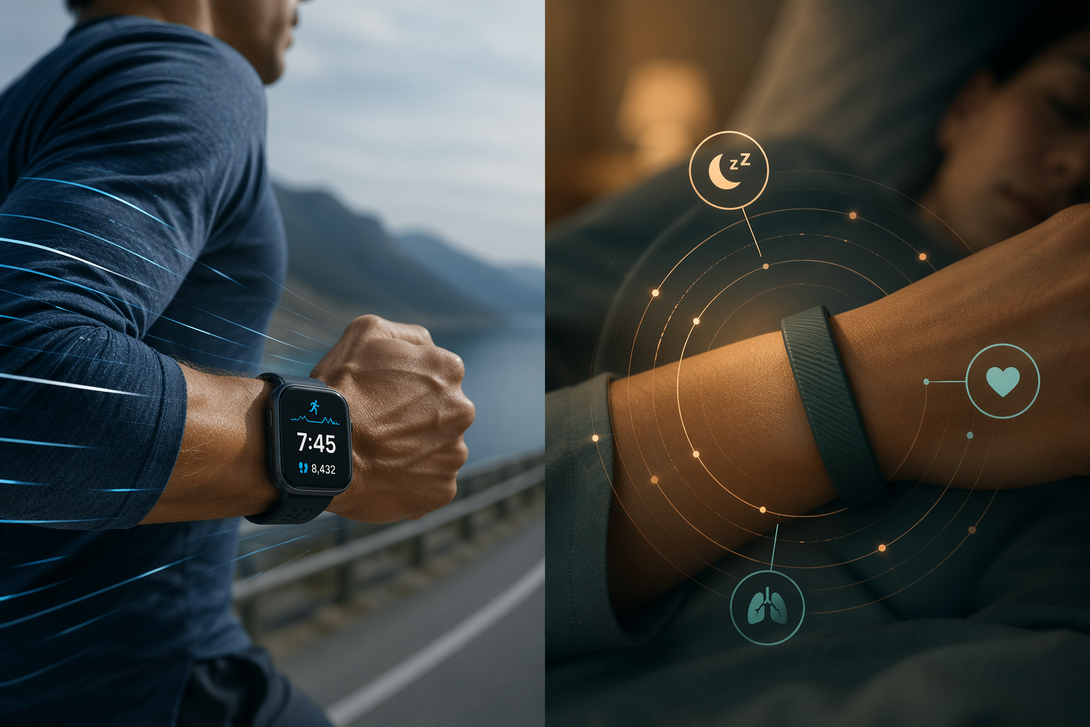 Comparison of a smartwatch-style fitness tracker and a screenless recovery band